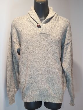 Vintage Sears Shawl Collar Knit Sweater Wool Blend Cream Size  Large